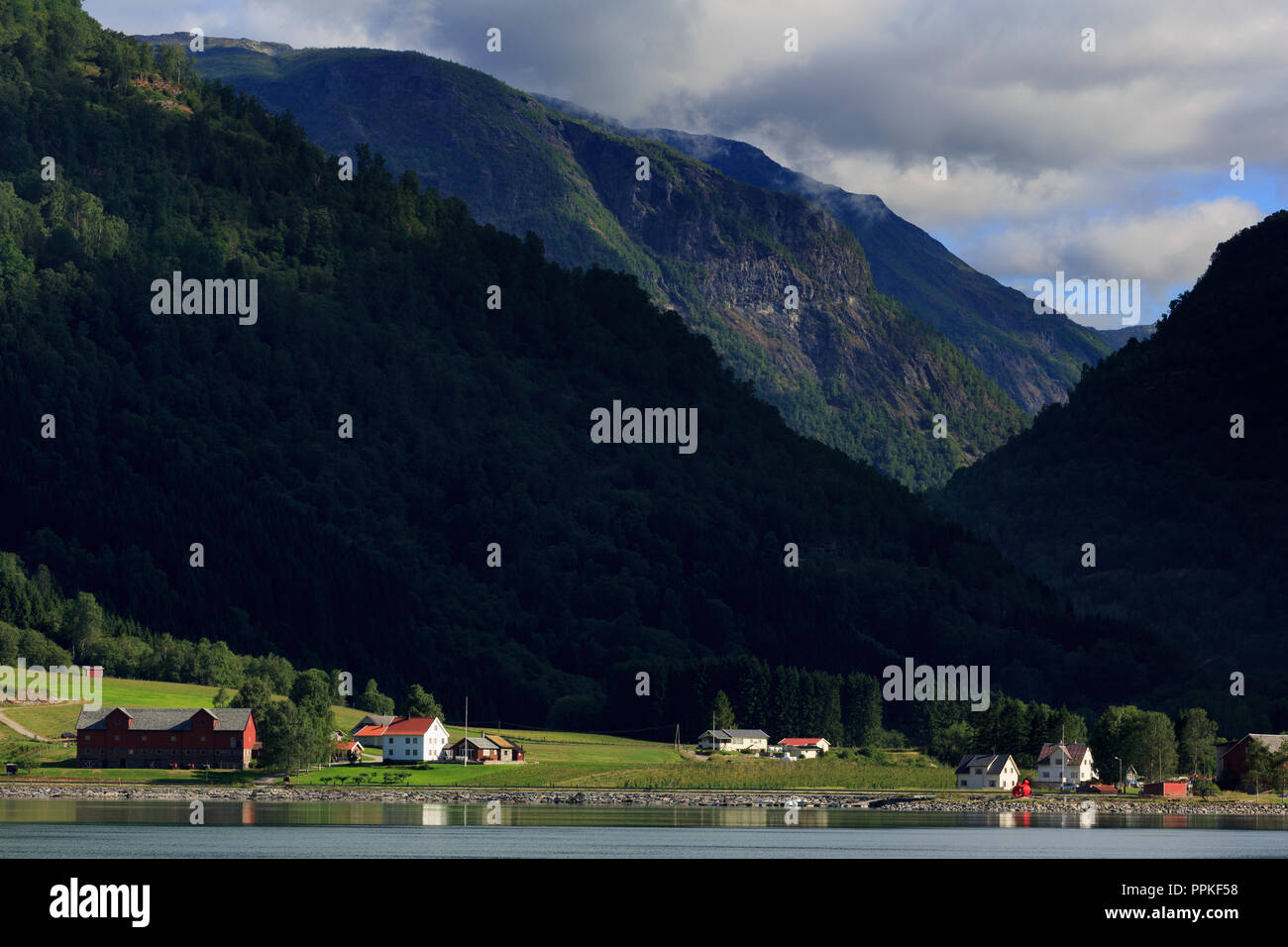 Skjolden Village, Sognefjord, Sogn og Fjordane County, Norway Stock Photo