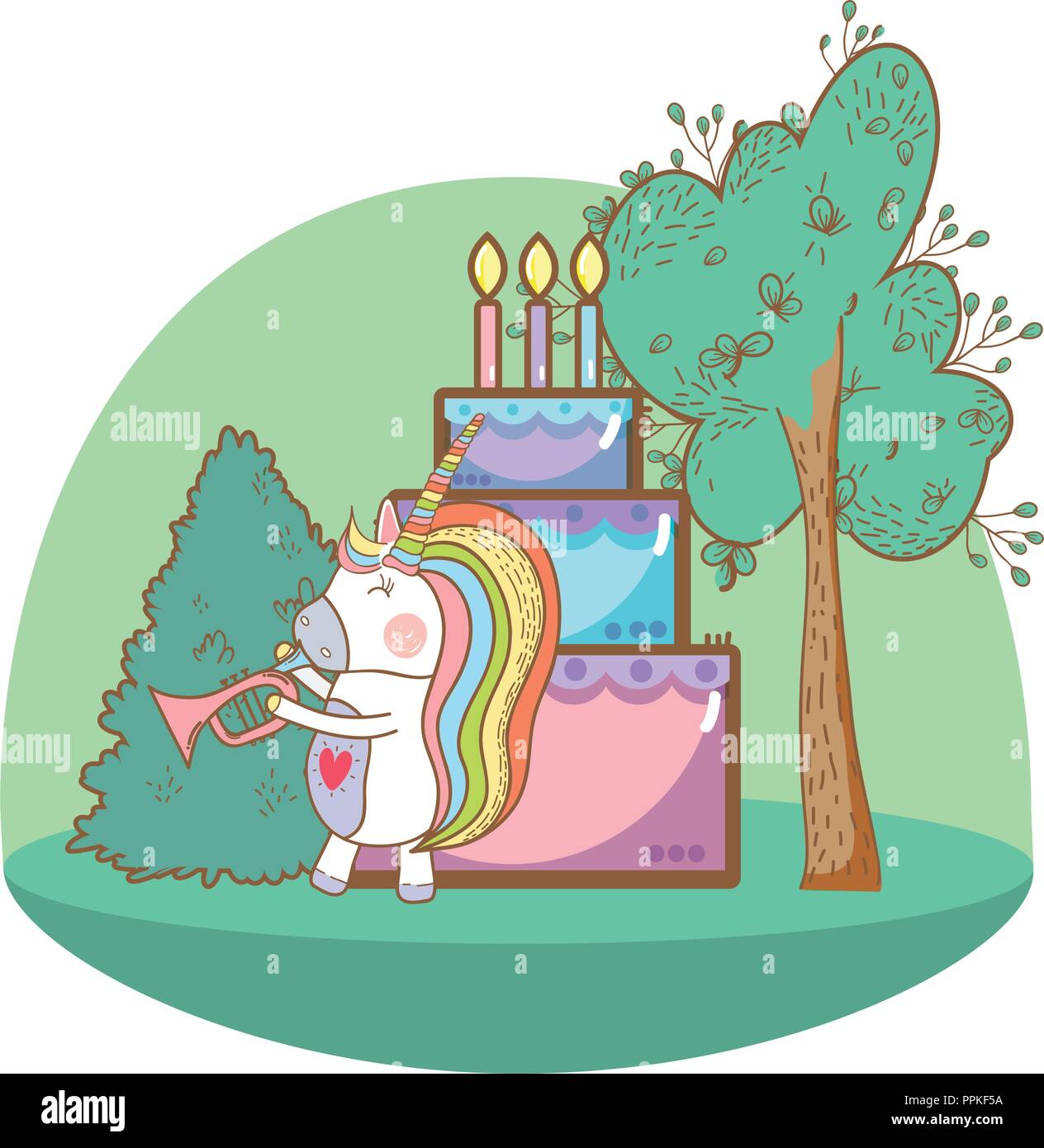 Happy birthday unicorn cartoons Stock Vector Image & Art - Alamy