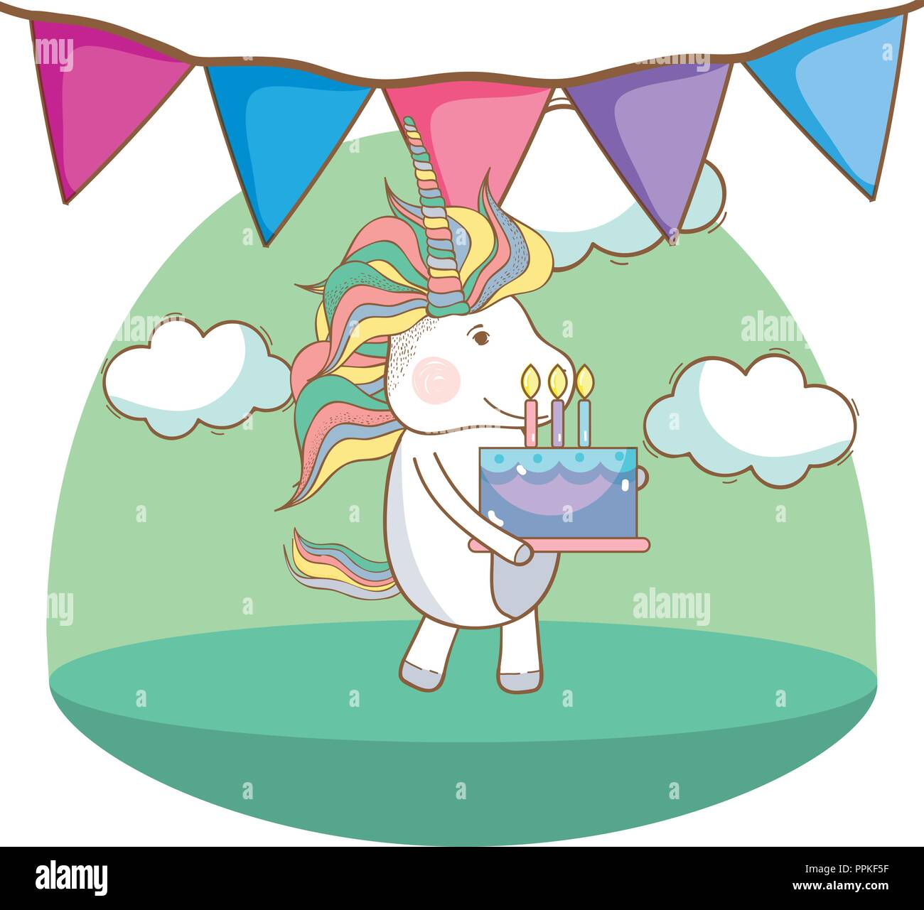 Happy birthday unicorn cartoons Stock Vector Image & Art - Alamy