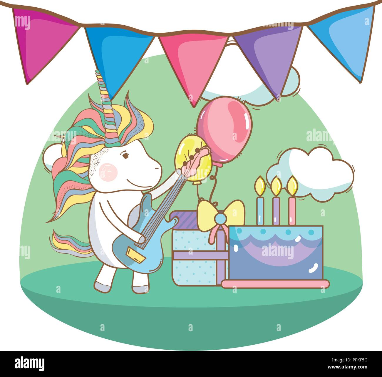 Happy birthday unicorn cartoons Stock Vector Image & Art - Alamy