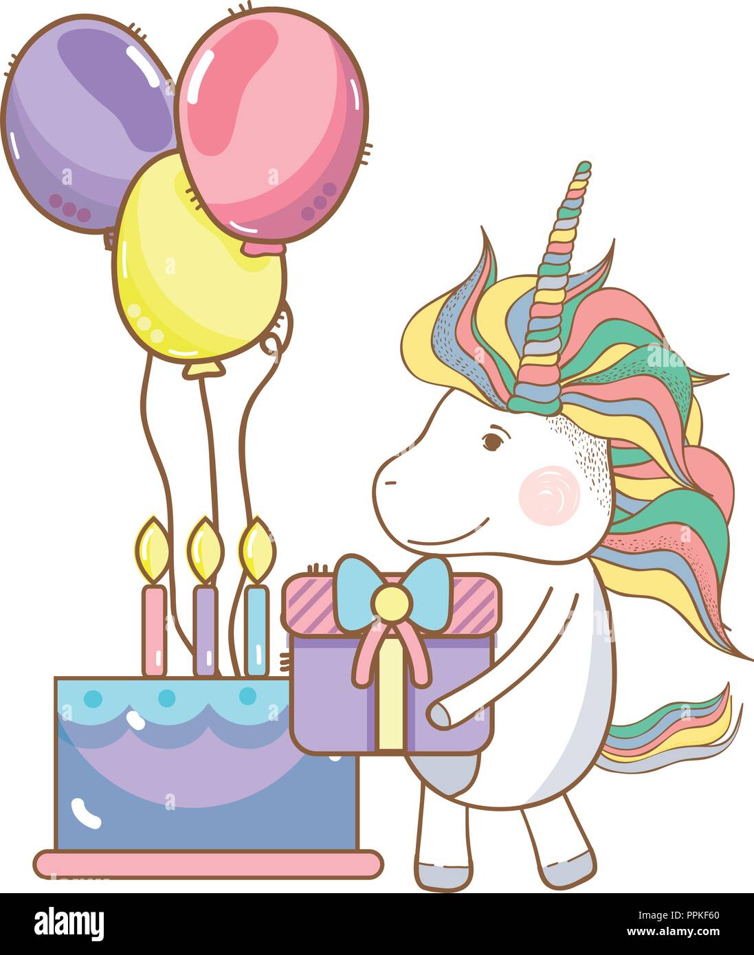 Happy birthday unicorn cartoons Stock Vector Image & Art - Alamy