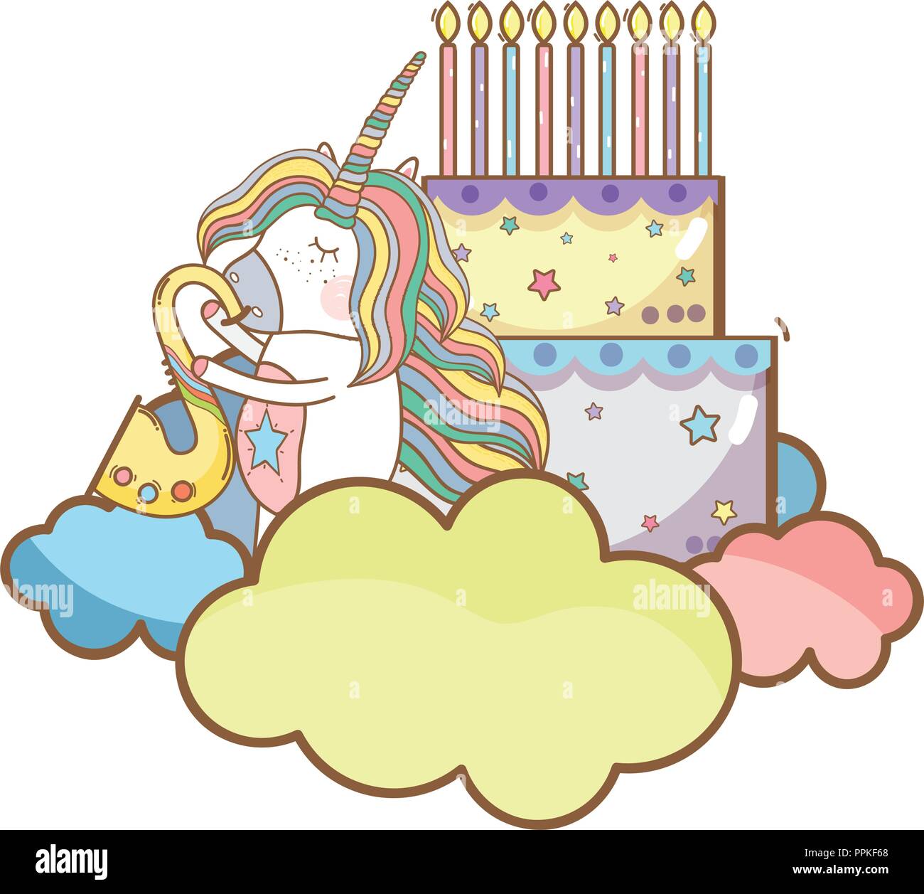 Happy birthday unicorn cartoons Stock Vector Image & Art - Alamy