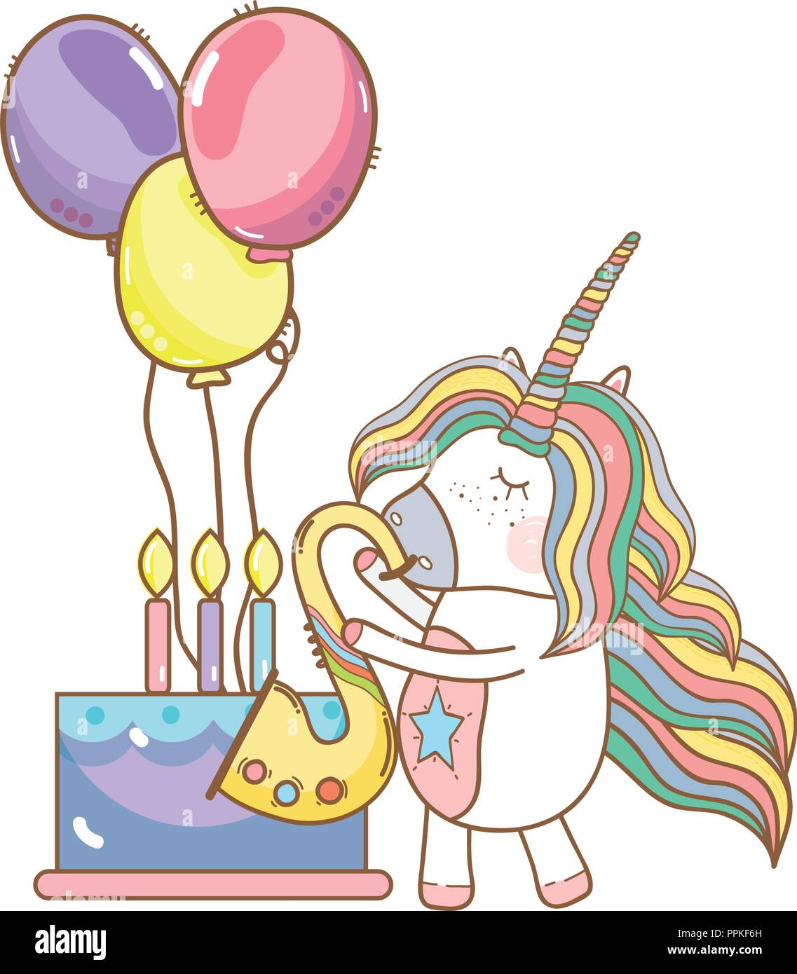 Happy birthday unicorn cartoons Stock Vector Image & Art - Alamy