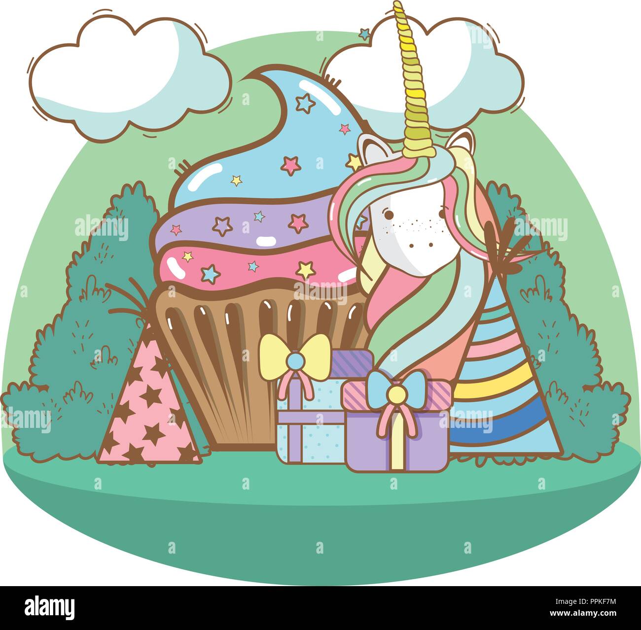 Happy birthday unicorn cartoons Stock Vector Image & Art - Alamy