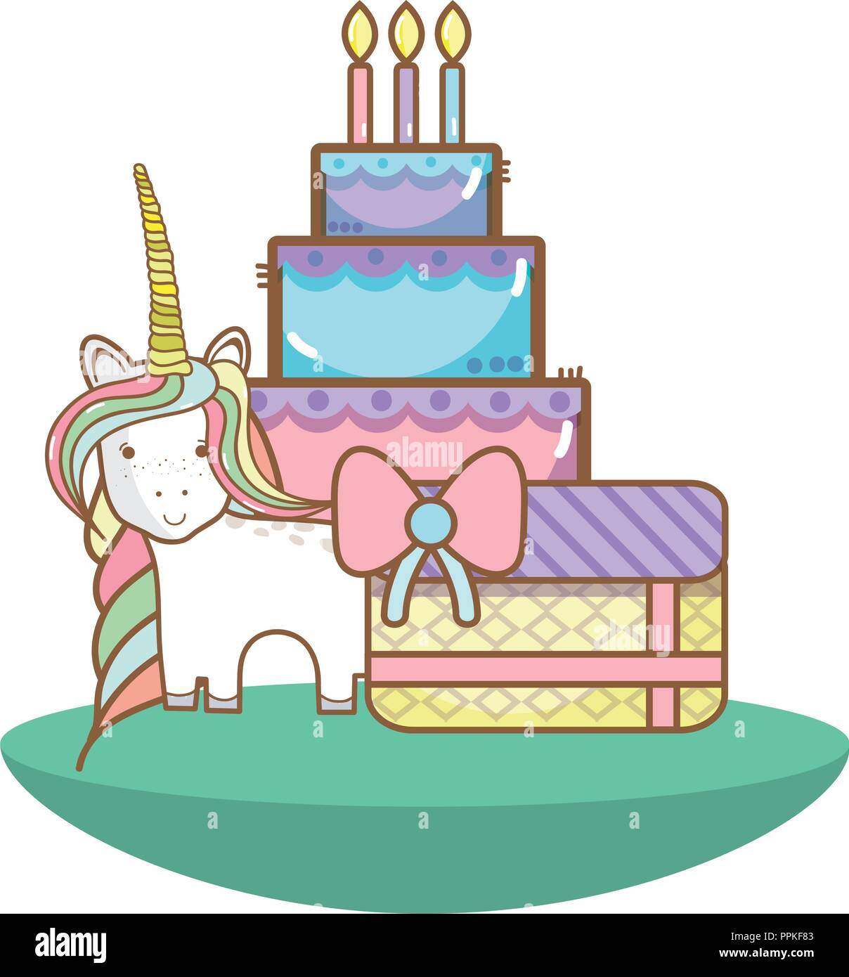 Happy birthday unicorn cartoons Stock Vector Image & Art - Alamy