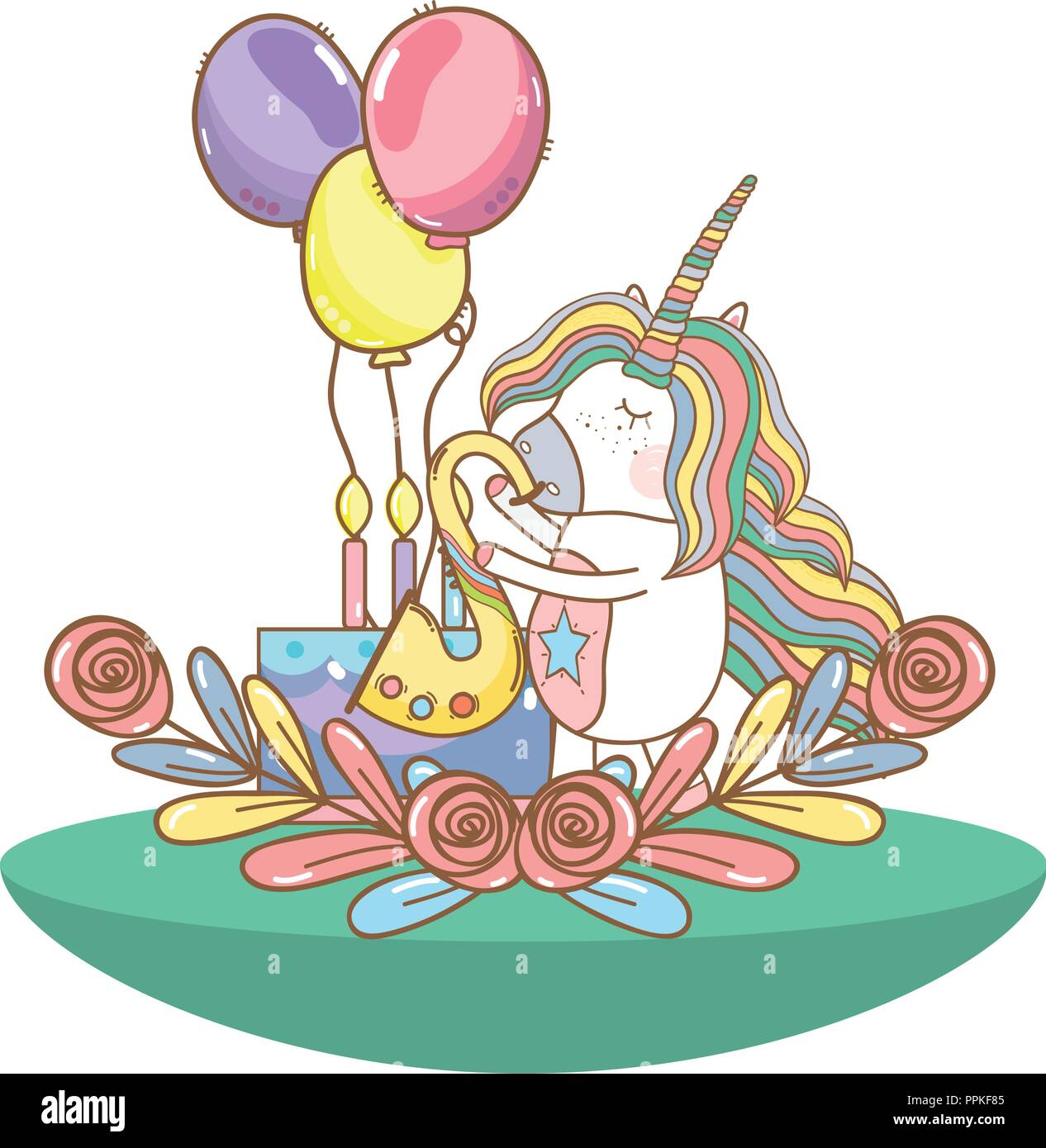 Happy birthday unicorn cartoons Stock Vector Image & Art - Alamy