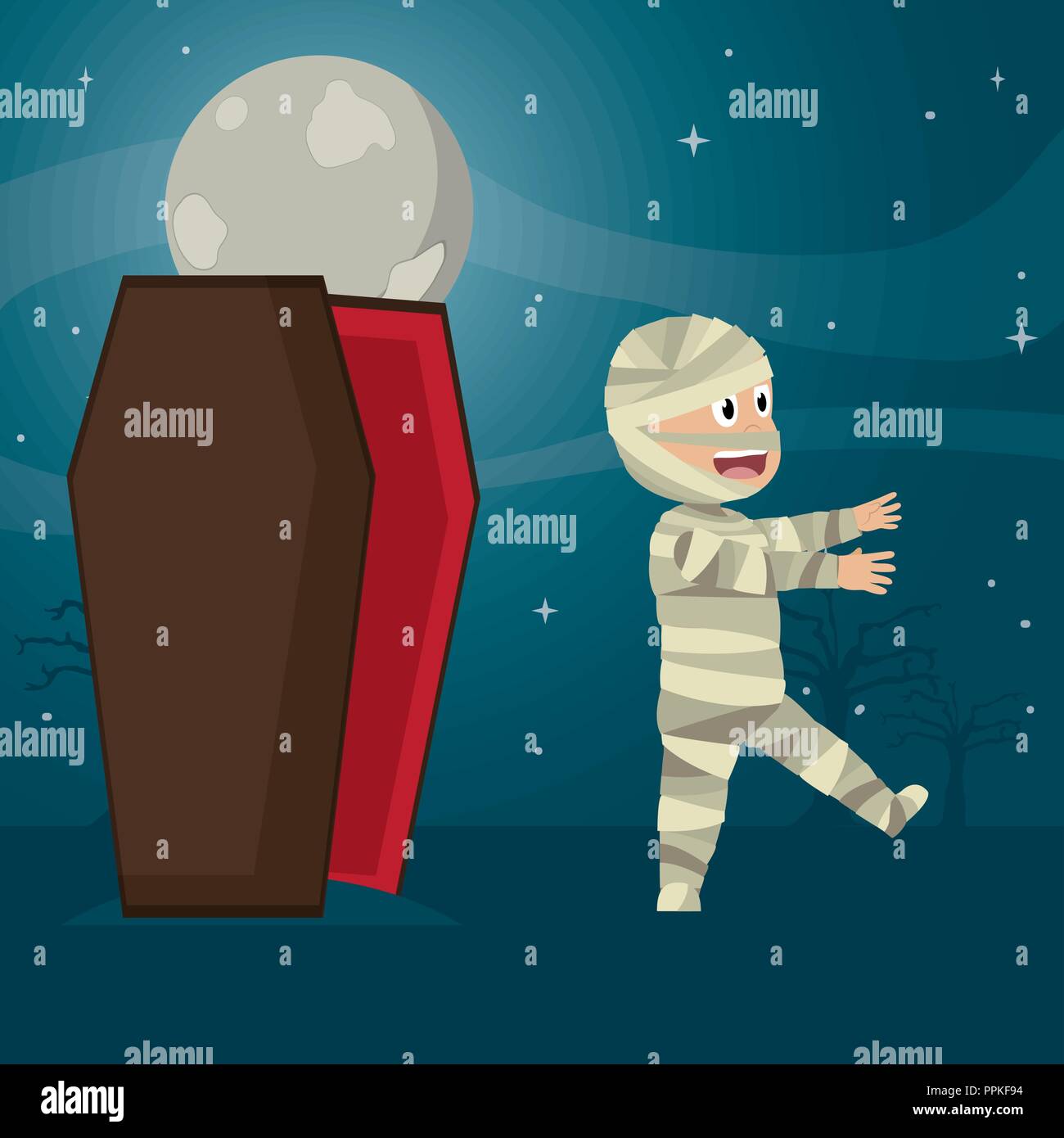 Kid in halloween cartoon Stock Vector