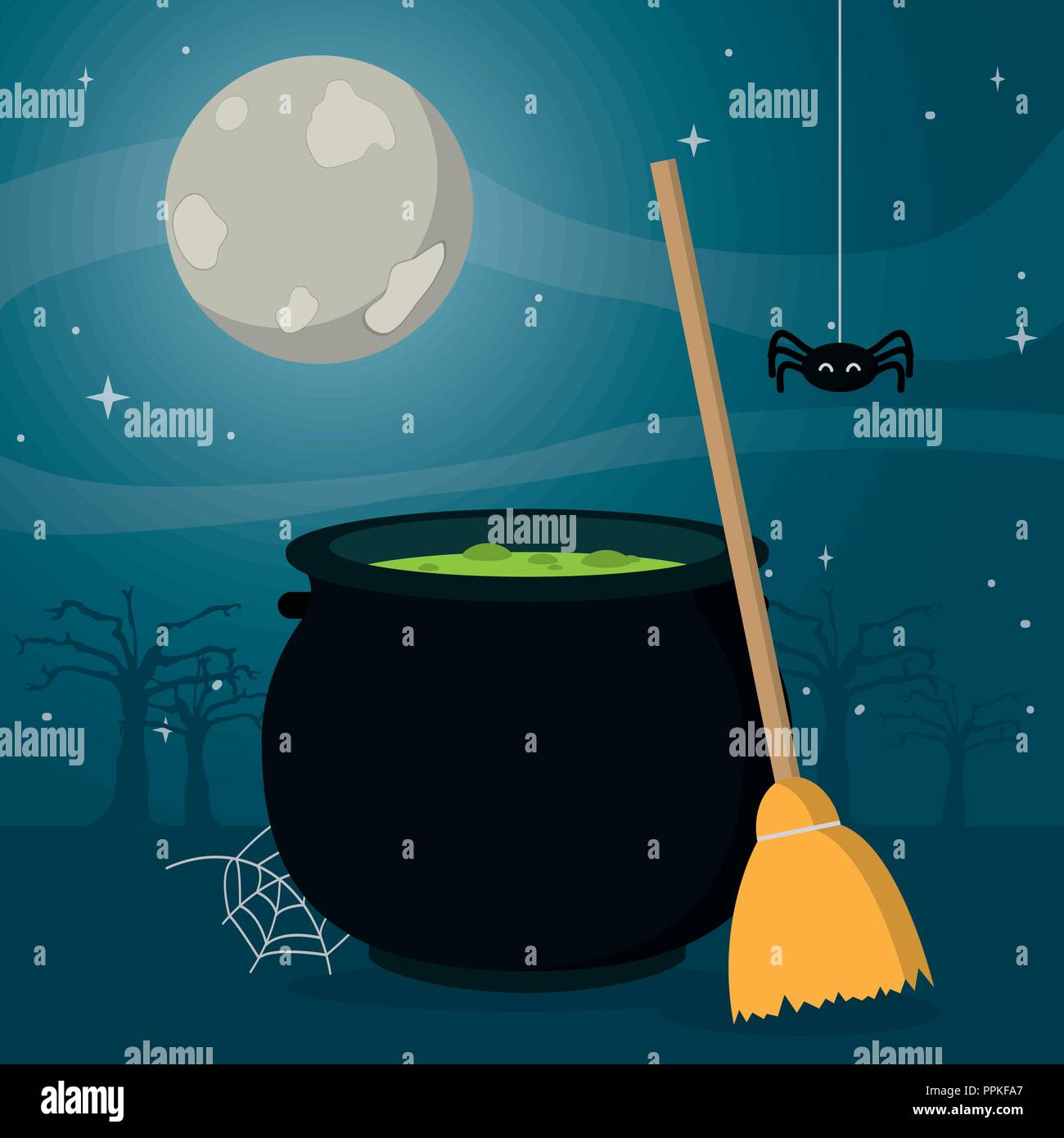 Halloween night cartoon Stock Vector Image & Art - Alamy