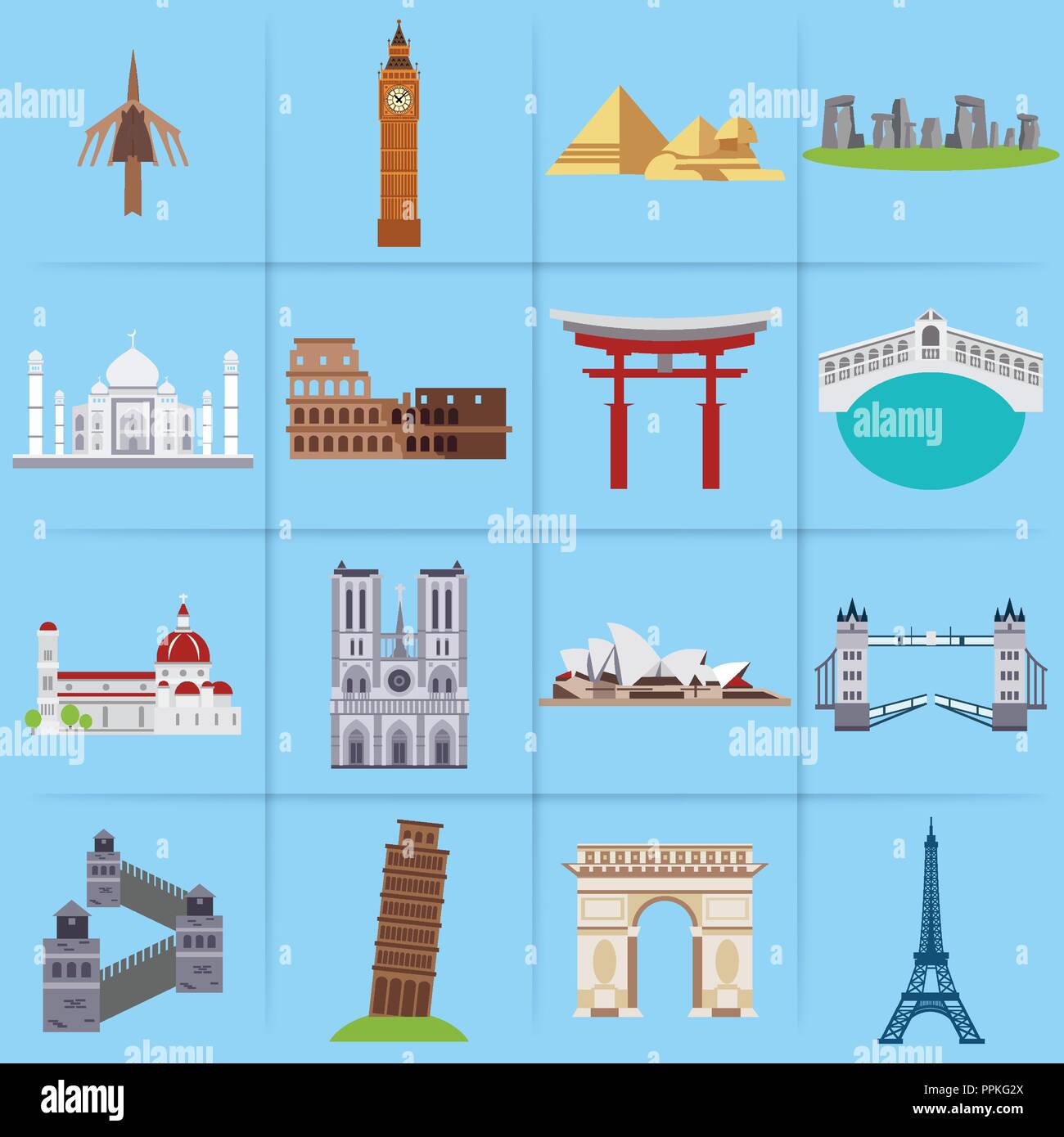 World famous landmarks icons set vector Stock Vector Image & Art - Alamy