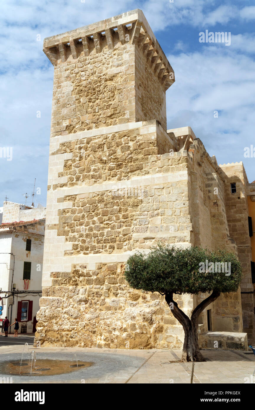 The Port De Sant Roc, Part of the original town wall of Mao or Mahon, Menorca, Balearic Islands, Spain Stock Photo