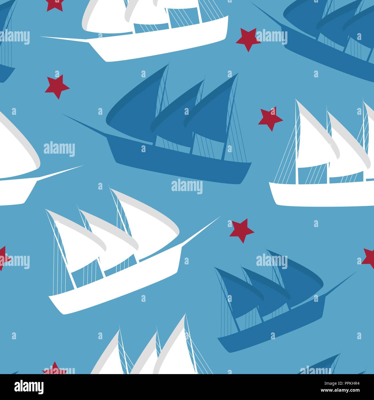 Columbus Day pattern repeat seamless in blue color for any design. Vector Stock Vector