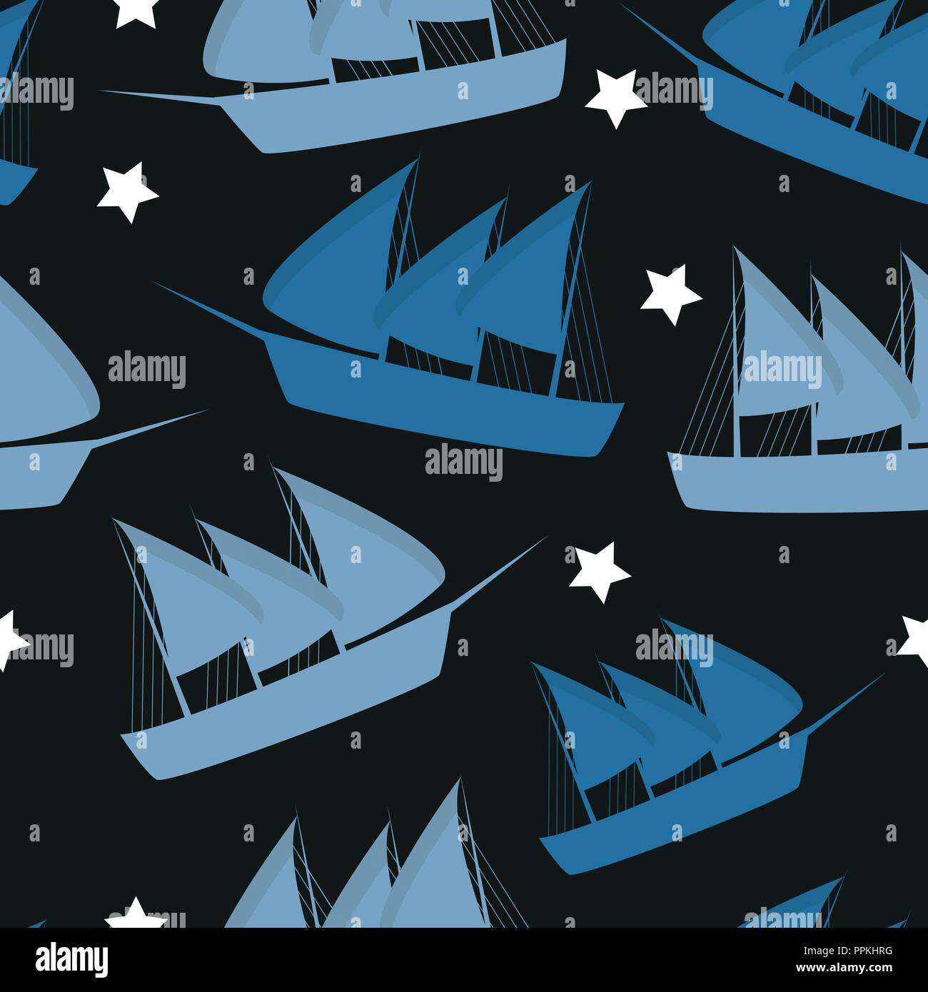 Columbus Day pattern repeat seamless in blue color for any design. Vector Stock Vector