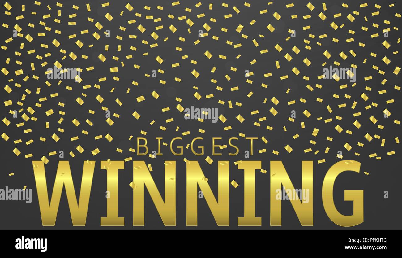 Biggest Winning Jackpot. Golden confetti background, Vector ...