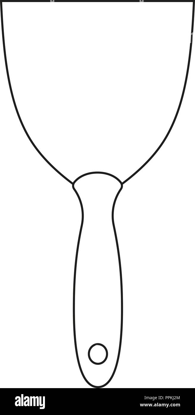 Line art black and white construction spatula Stock Vector