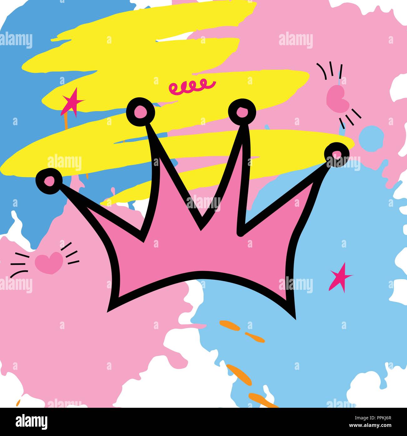Hand drawn pink crown on a white background Stock Vector Image & Art ...