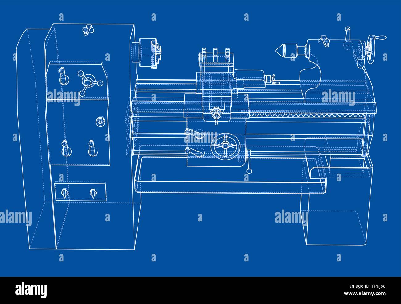 Lathe concept. Vector rendering of 3d Stock Vector
