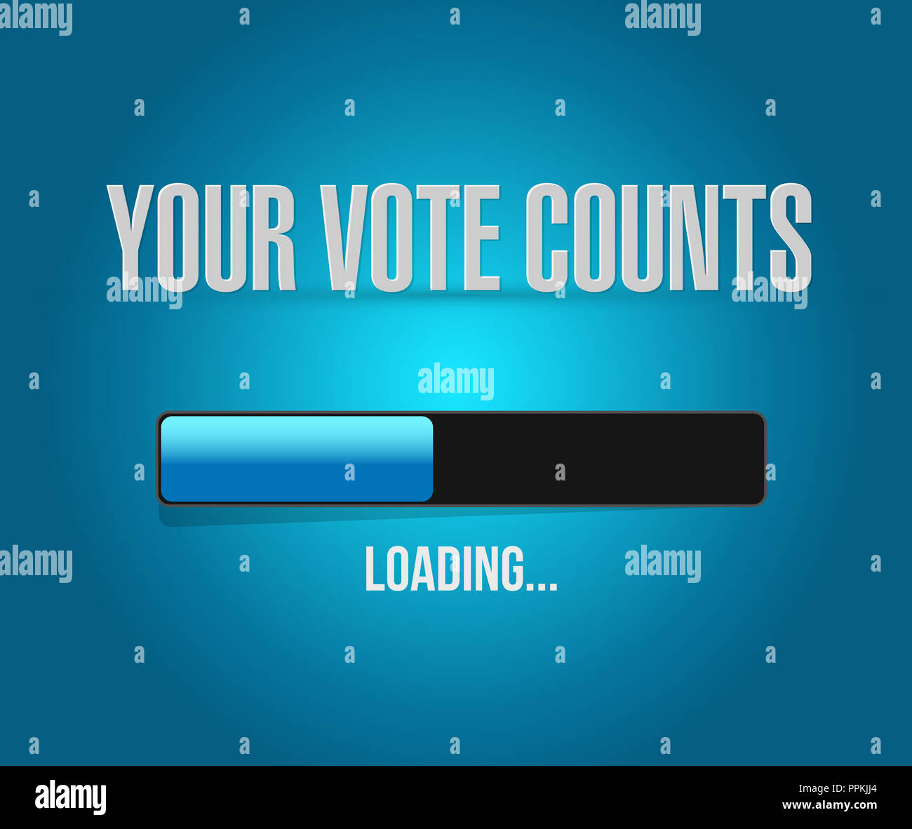 Your vote counts loading bar message concept illustration isolated over a blue background Stock Photo