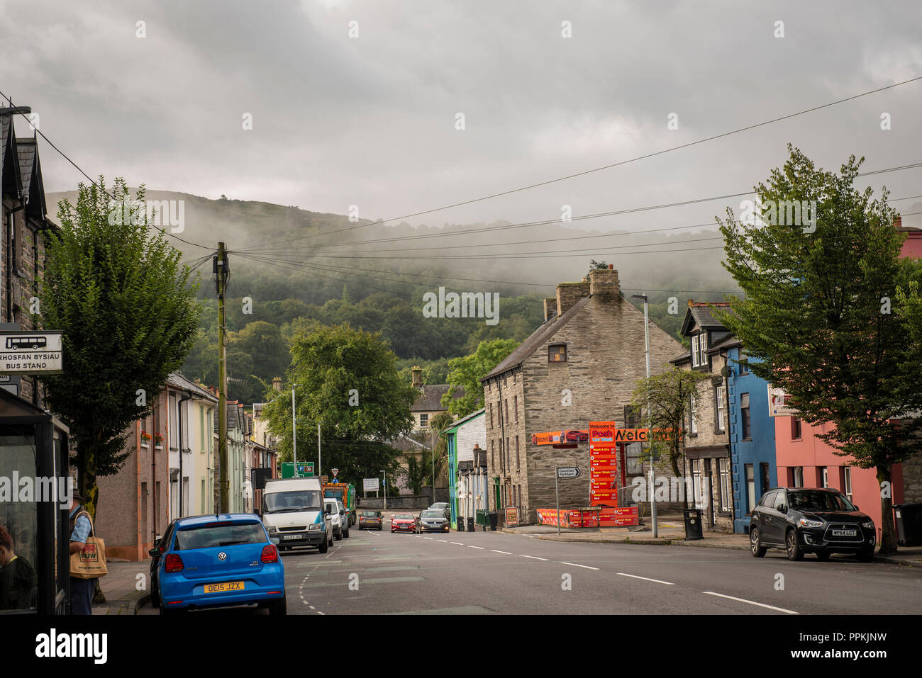 Machynlleth town centre, Powys, Wales, UK Stock Photo