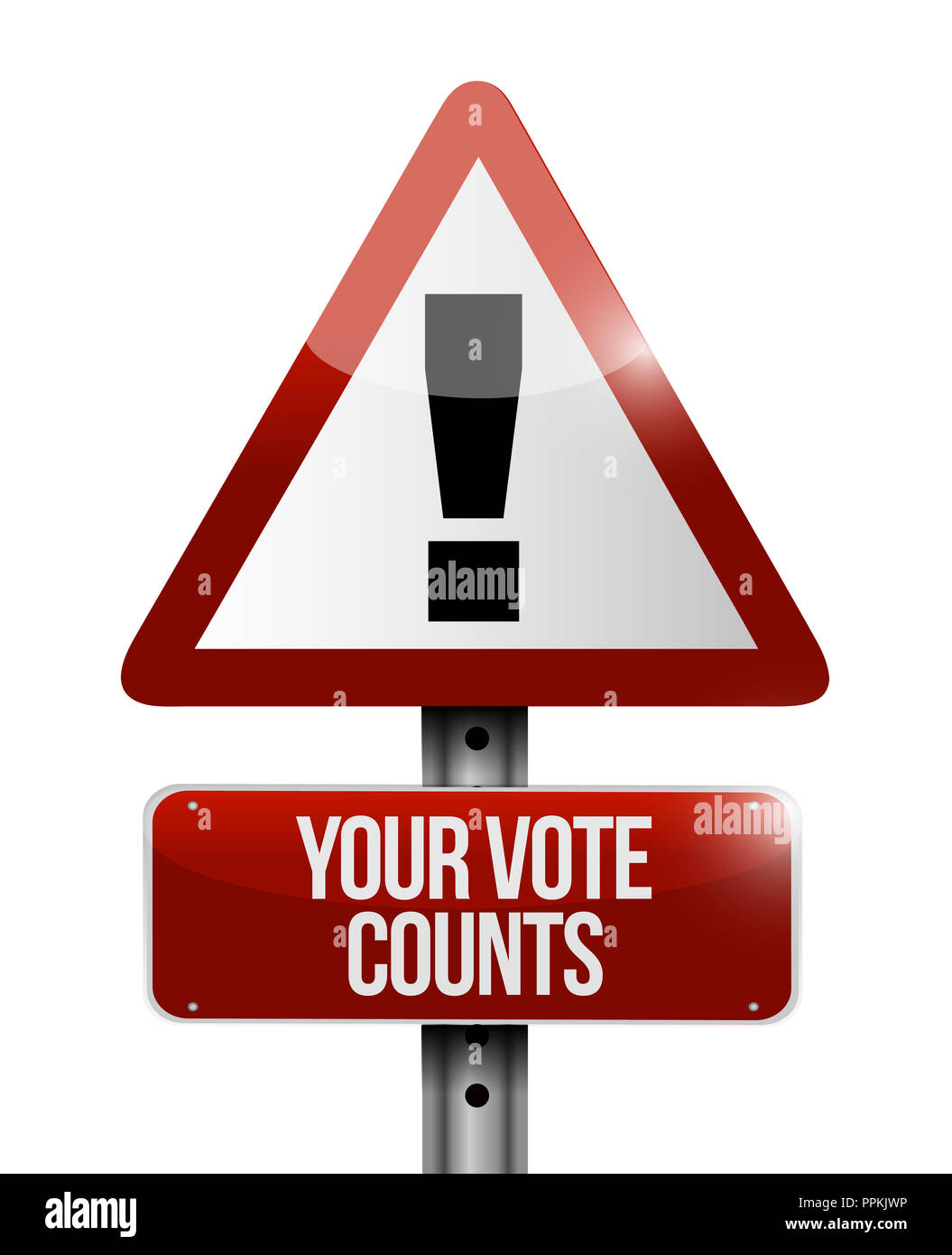 Your vote counts warning street sign message concept illustration isolated over a white background Stock Photo