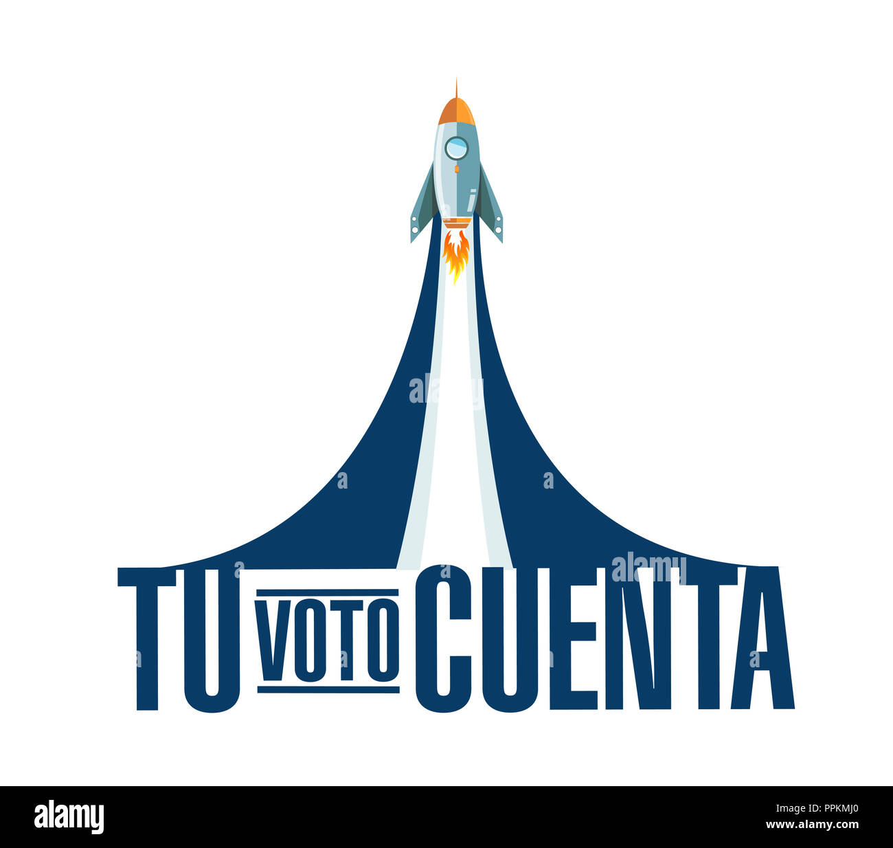 your vote counts in Spanish rocket smoke message illustration isolated over a white background Stock Photo