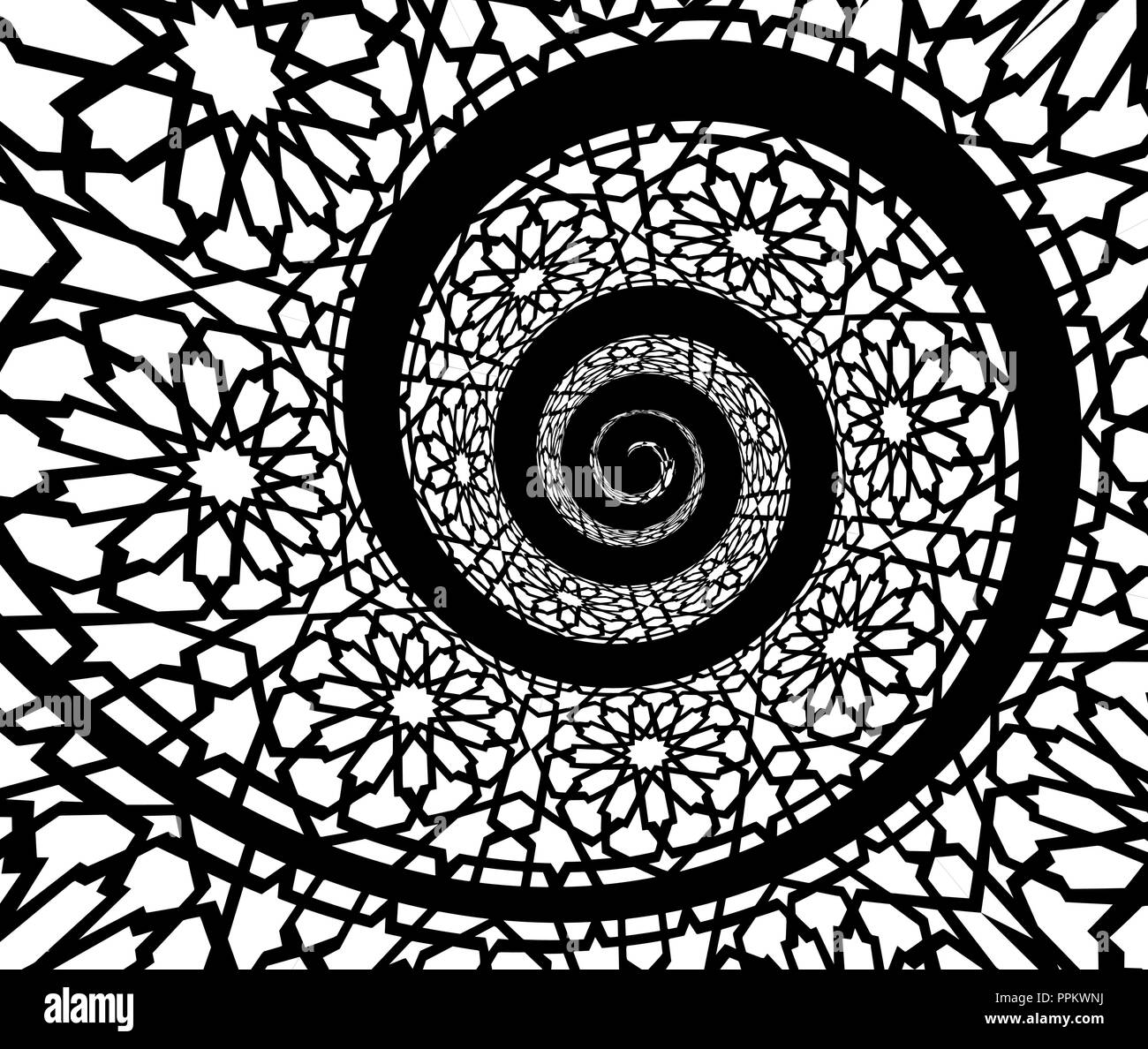 Islamic pattern, swirled in 3d spiral shape Stock Vector