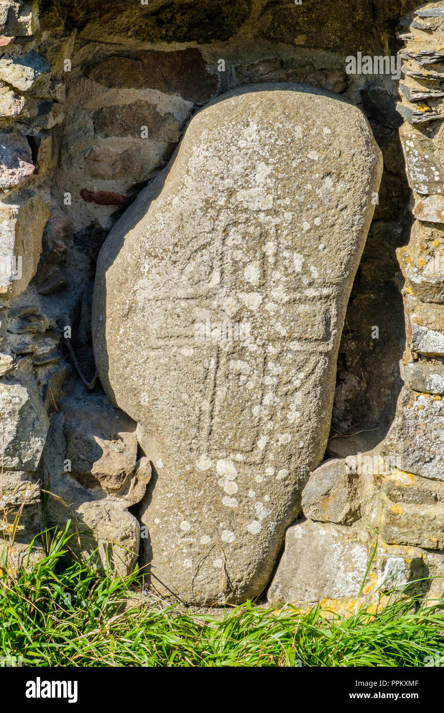 Celtic Stone at Martin's Haven, near Marloes, Pembrokeshire, Wales Stock Photo