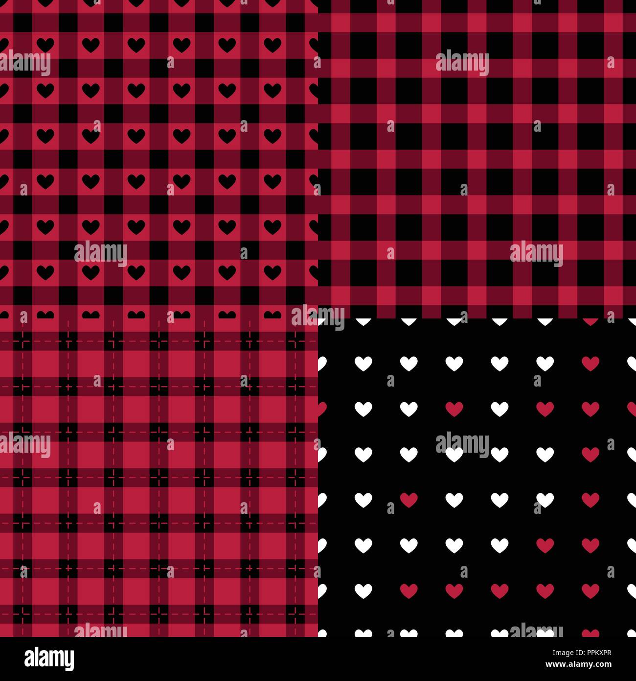 Set Abstract male style seamless pattern. Eastern Checkered black and red trend palette. Vector Fashion background. Stock Vector