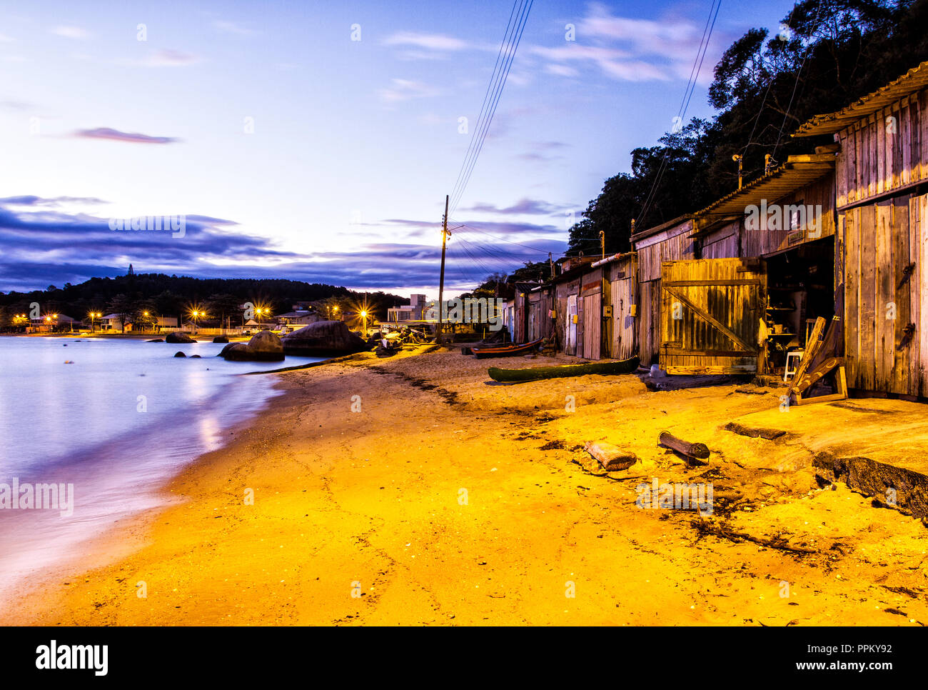 Fishermen Community At Tapera Beach At Evening Florianopolis Santa Catarina Brazil Stock Photo Alamy
