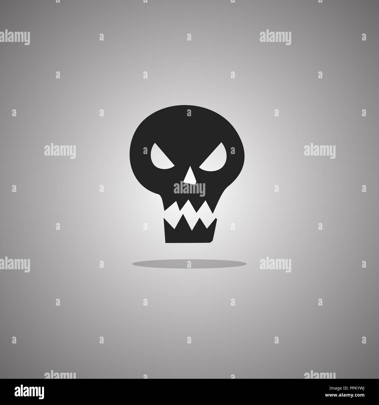 Evil skull Halloween. illustration. Gray background with gradient Stock  Photo - Alamy