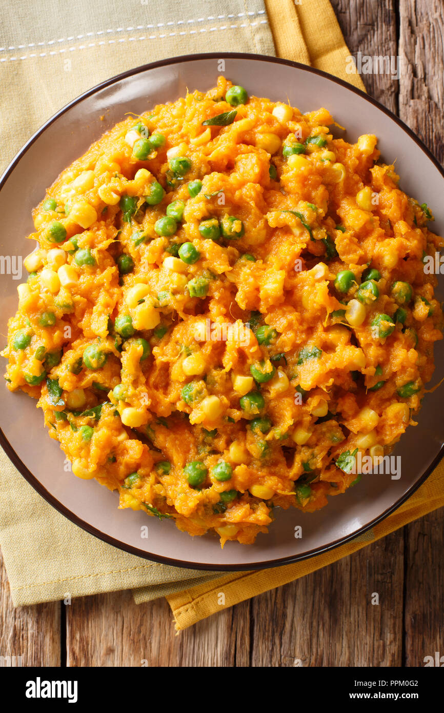 African cuisine Irio puree of sweet potato with green peas and corn