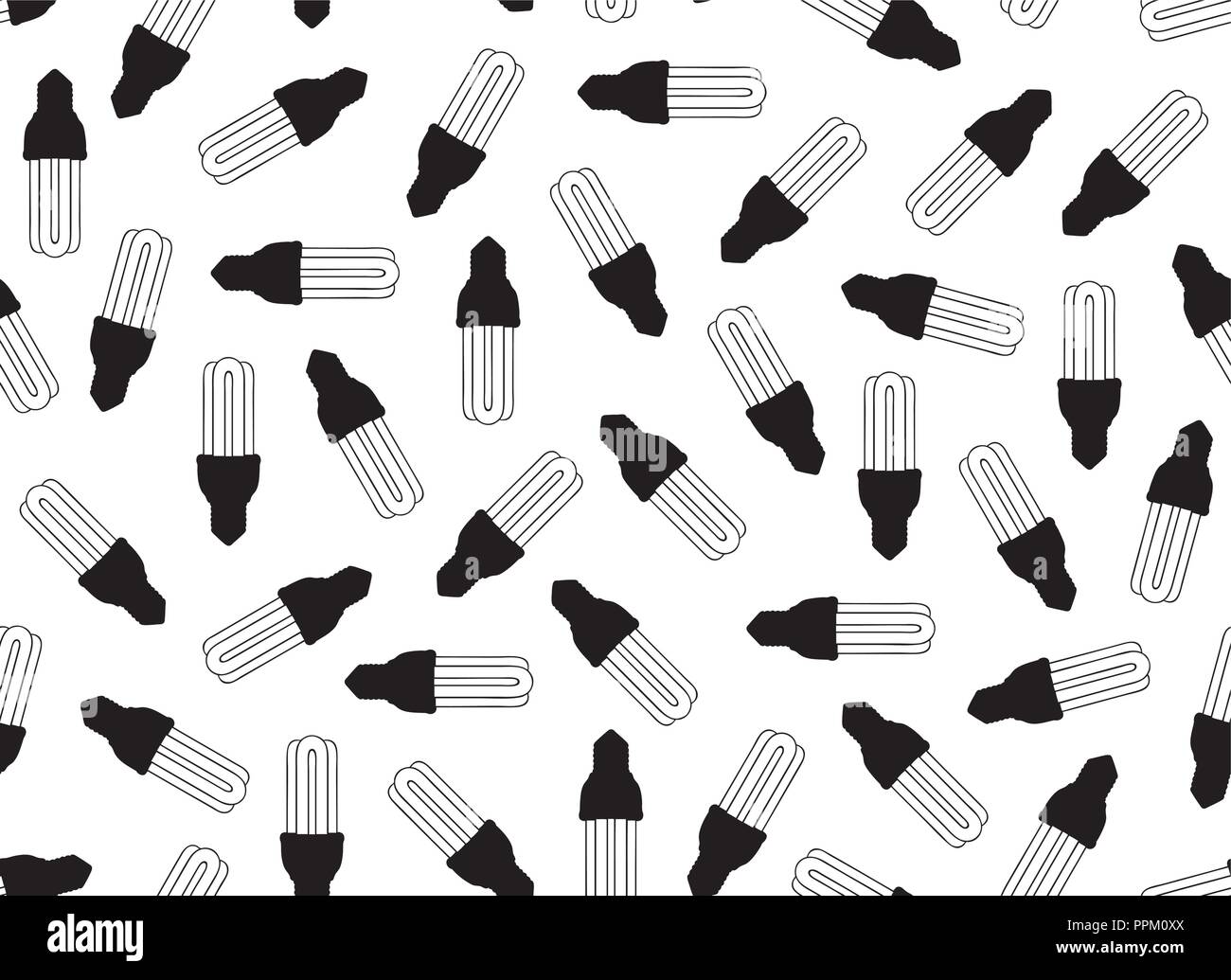Seamless light bulbs isolated on white Stock Vector