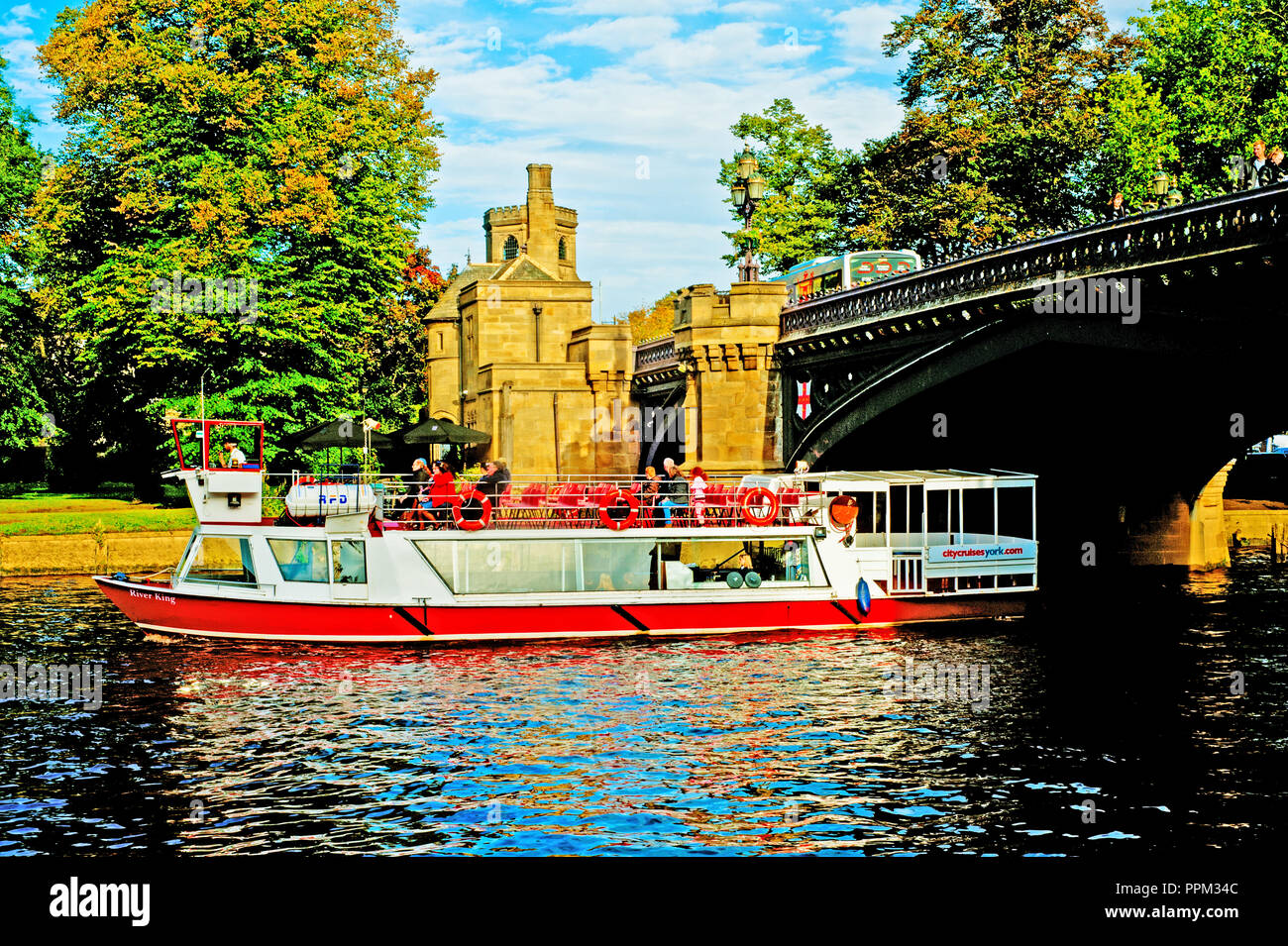 River King Tourboat, River Ouse, Skeldergate Bridge York, England Stock