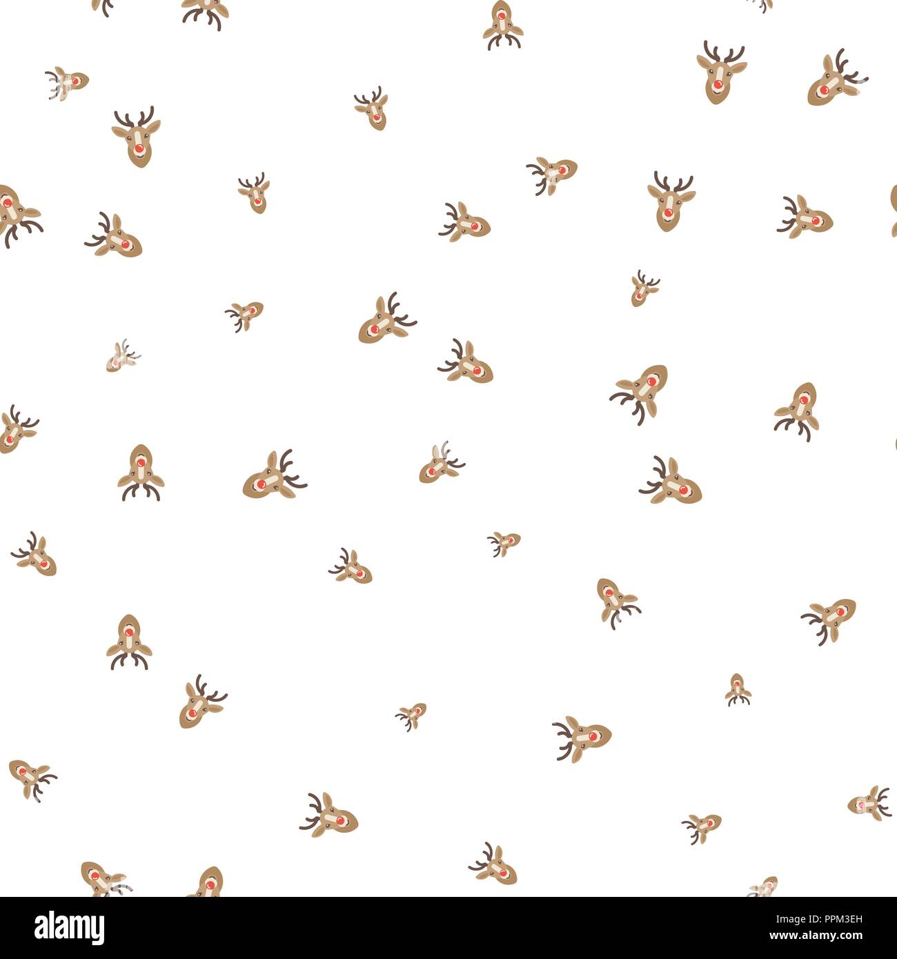 Christmas deer seamless pattern. Isolated on a white background. Vector ...