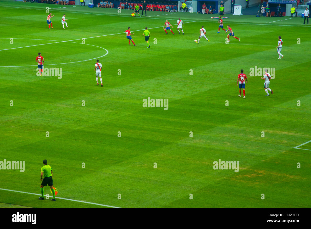 Football match. Wanda Metropolitano stadium, Madrid, Spain. Stock Photo