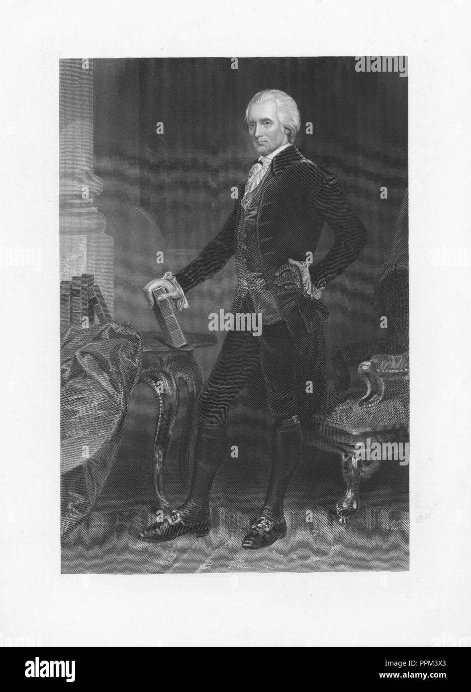 Engraved portrait of Richard Henry Lee, signer of the Articles of Confederation and the United States Declaration of Independence, an American statesman from Westmoreland County, Virginia, 1845. From the New York Public Library. () Stock Photo