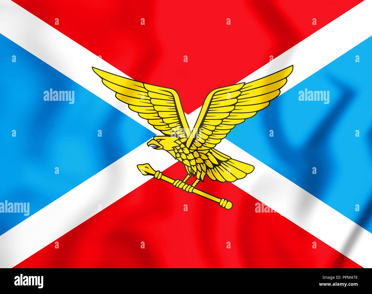 3D Flag of Yessentuki (Stavropol Krai), Russia. 3D Illustration. Stock Photo