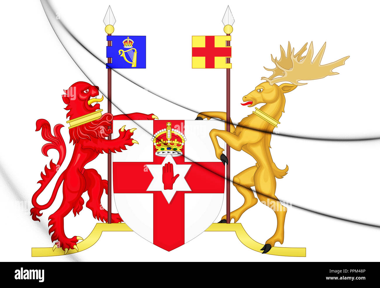 3D Northern Ireland Coat of Arms. 3D Illustration. Stock Photo