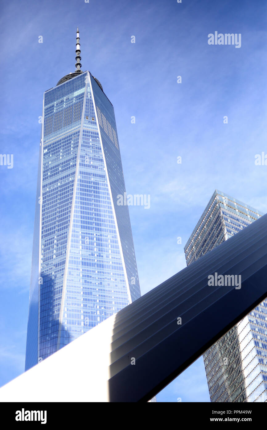 New York City, New York - February 10, 2016: One world trade center rising in the back in Manhattan, New York City Stock Photo