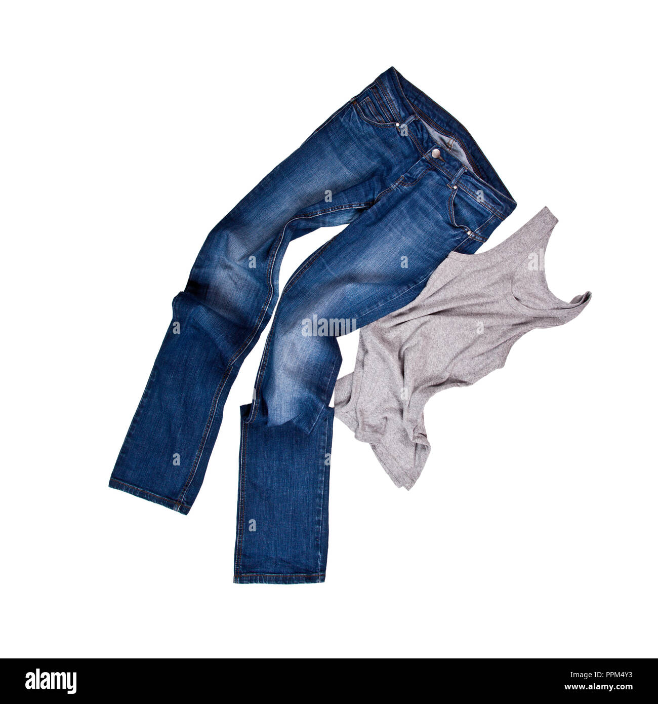 Grey shirt blue jeans hi-res stock photography and images - Alamy