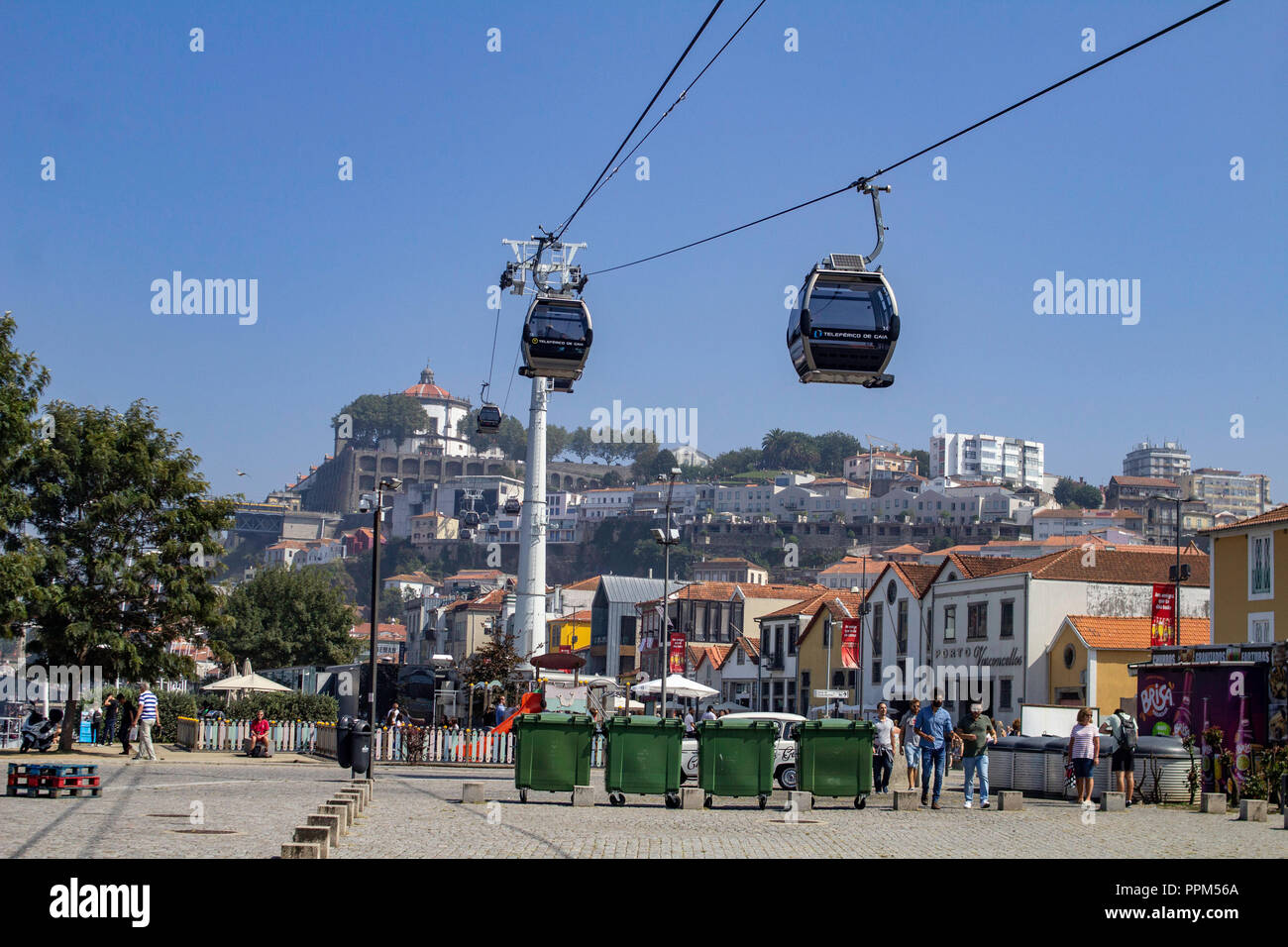 Porto, Portugal Cable cars traversing the skyline in Porto, The system