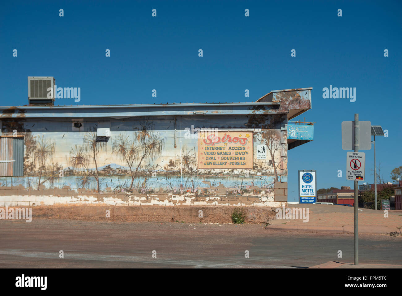 Fassade of a old restaurant. Coober Pedy , South Australia Stock Photo