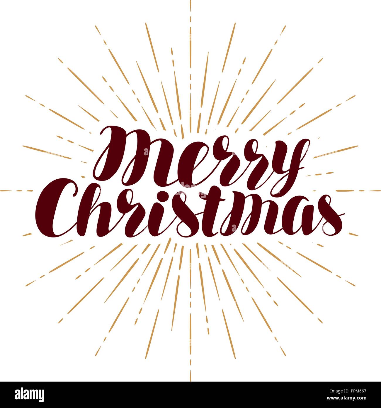 Merry Christmas, greeting card. Xmas typography. Handwritten lettering vector Stock Vector
