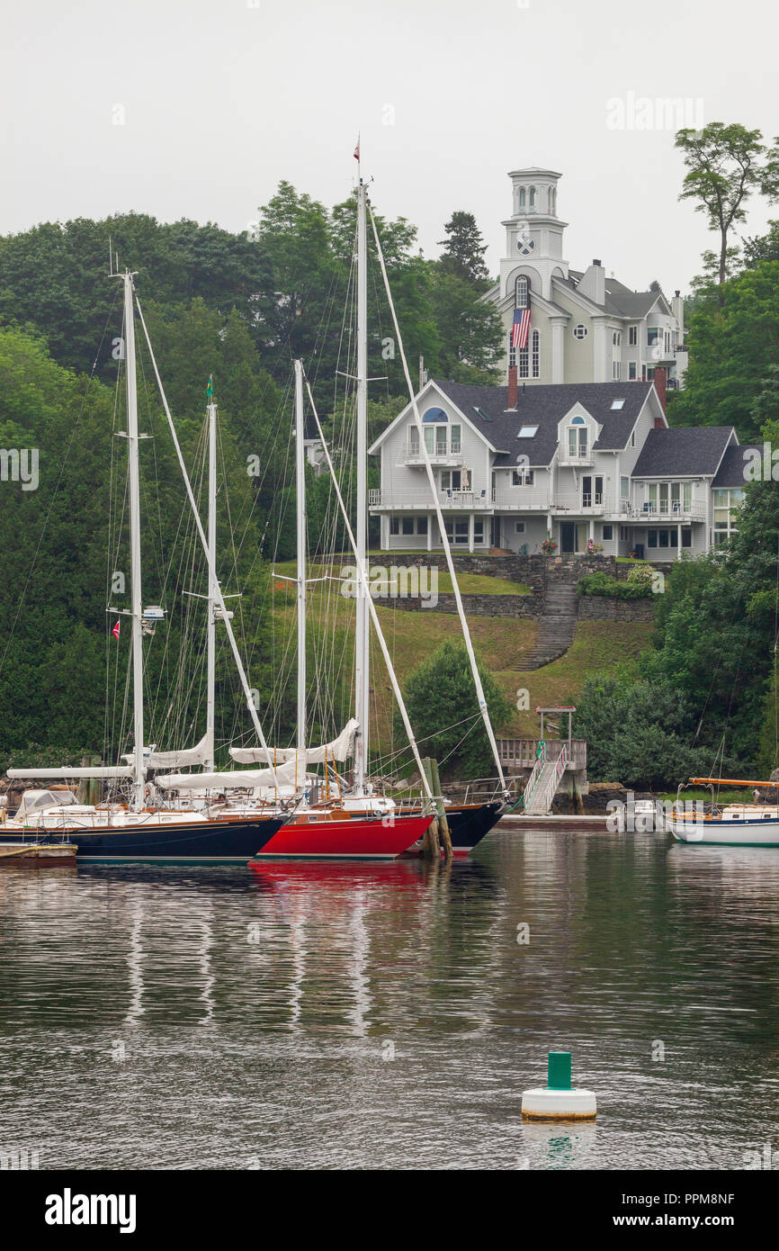 Moored sailboats, Rockport, Maine Stock Photo Alamy