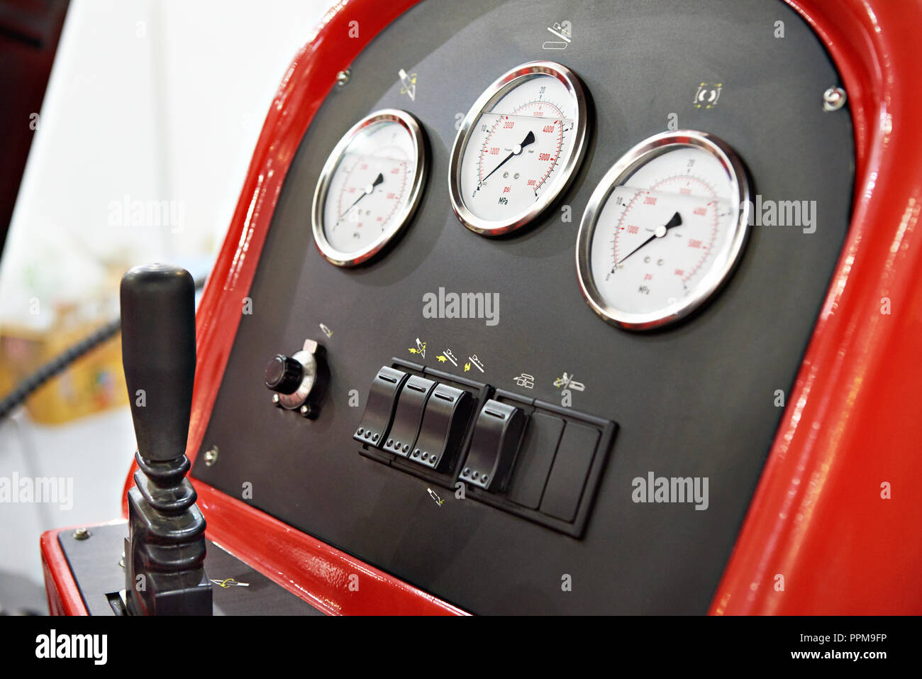 Hydraulic control panel for drilling equipment Stock Photo - Alamy