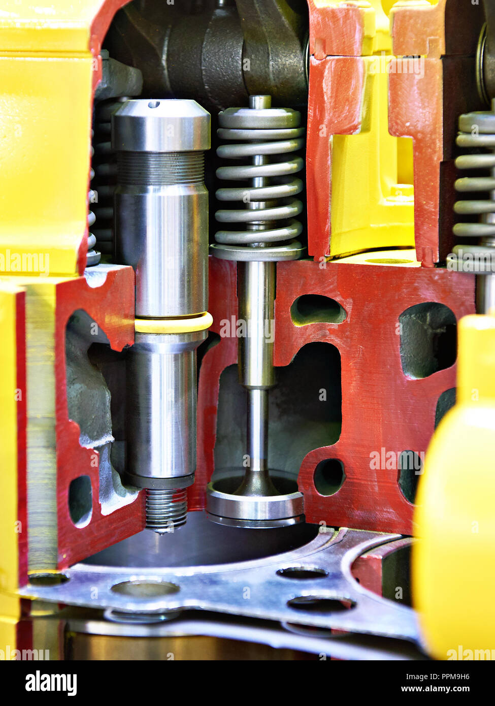 Valve and heating plug of diesel engine in section Stock Photo Alamy