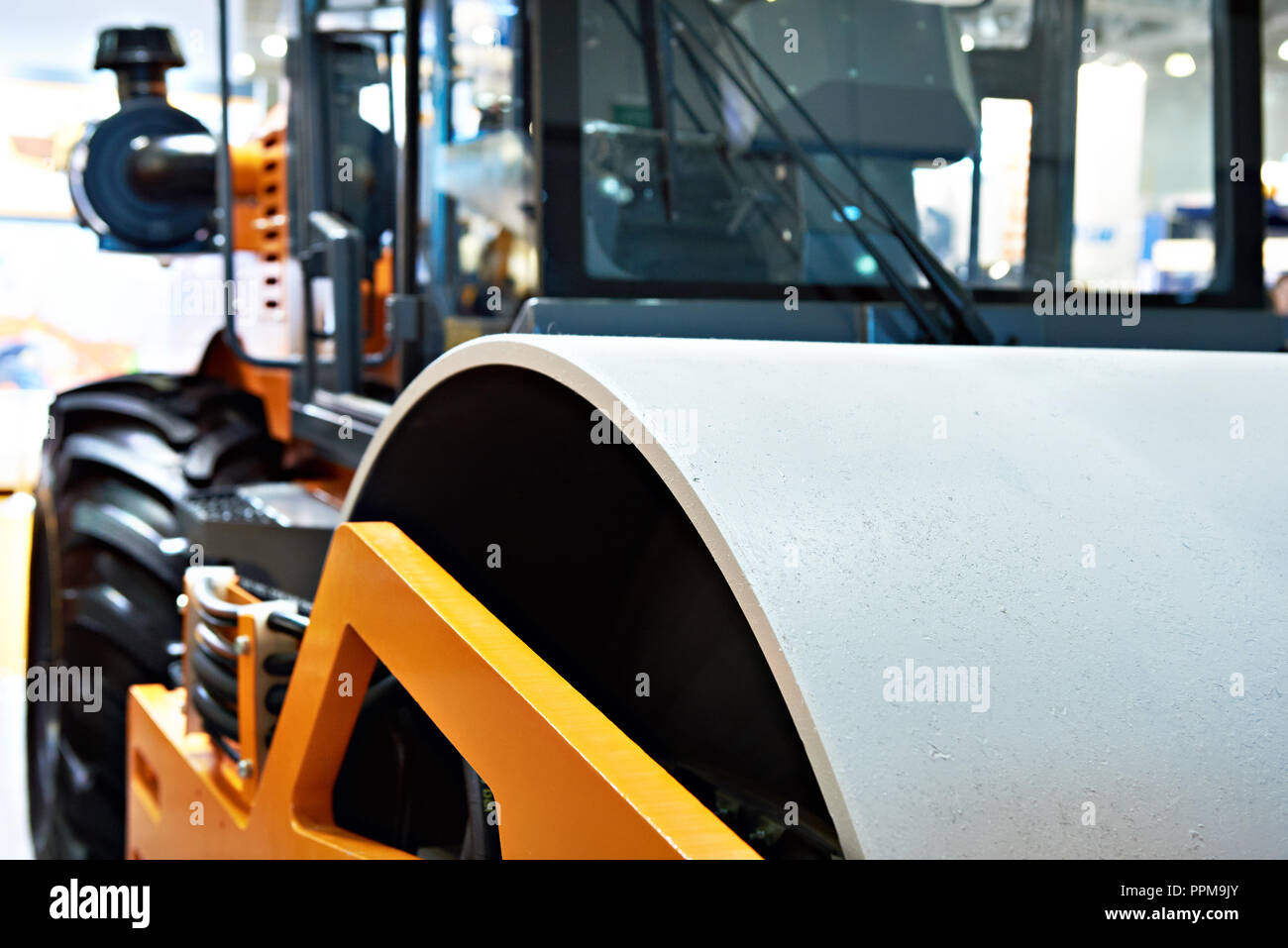 Road roller for construction industry Stock Photo