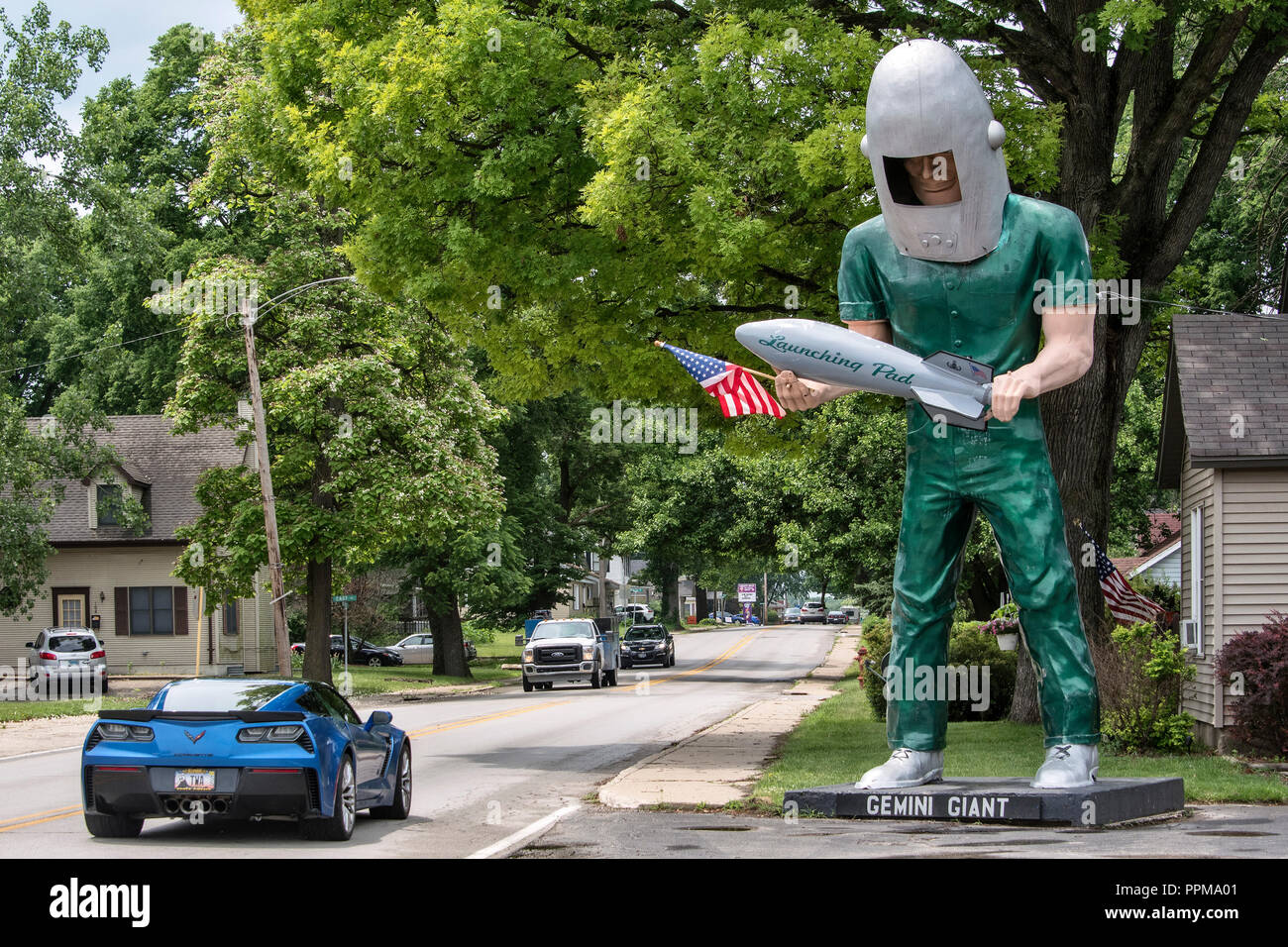 Gemini Giant statue on Route 66, next to Launching Pad DriveIn