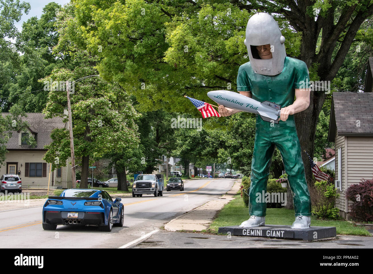 Gemini Giant statue on Route 66, next to Launching Pad DriveIn