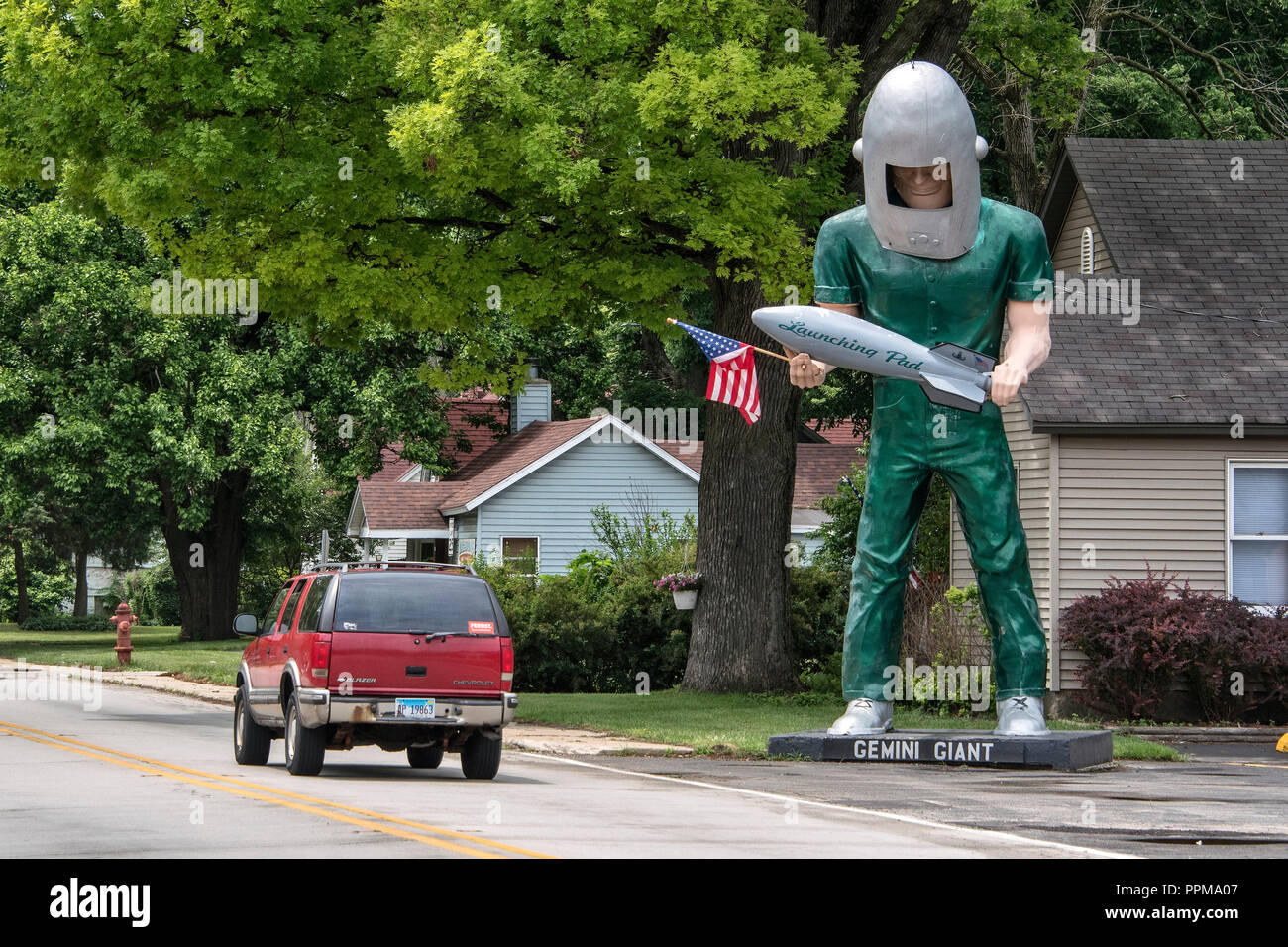 Gemini Giant statue on Route 66, next to Launching Pad DriveIn