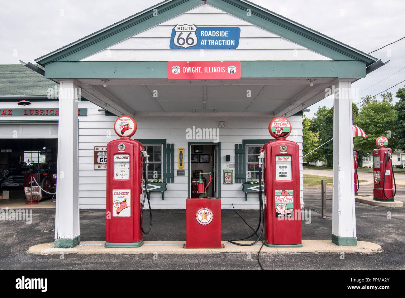 Historic gas station, Ambler´s Texaco Gas Station, on Route 66, Dwight ...